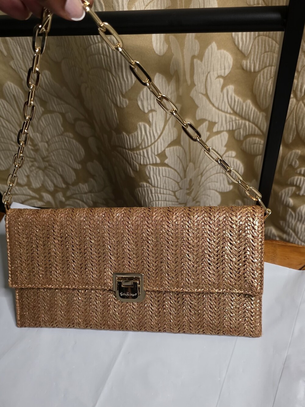 Lilly Pulitzer Women Straw Bag With Gold Chain